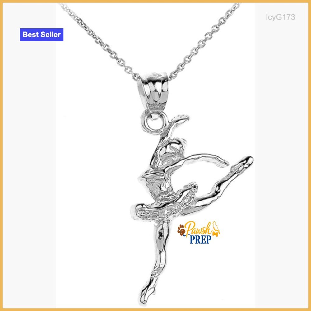 Sterling Silver Ballet Dancer Charm Pendant Necklace 18 Inch
